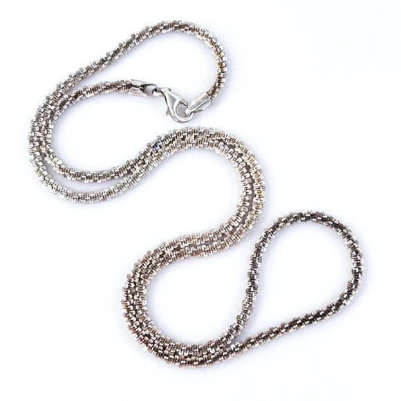 Vintage Italy Sterling Silver 925 2.8mm Margarita Chain Necklace 17.75" - Picture 1 of 3